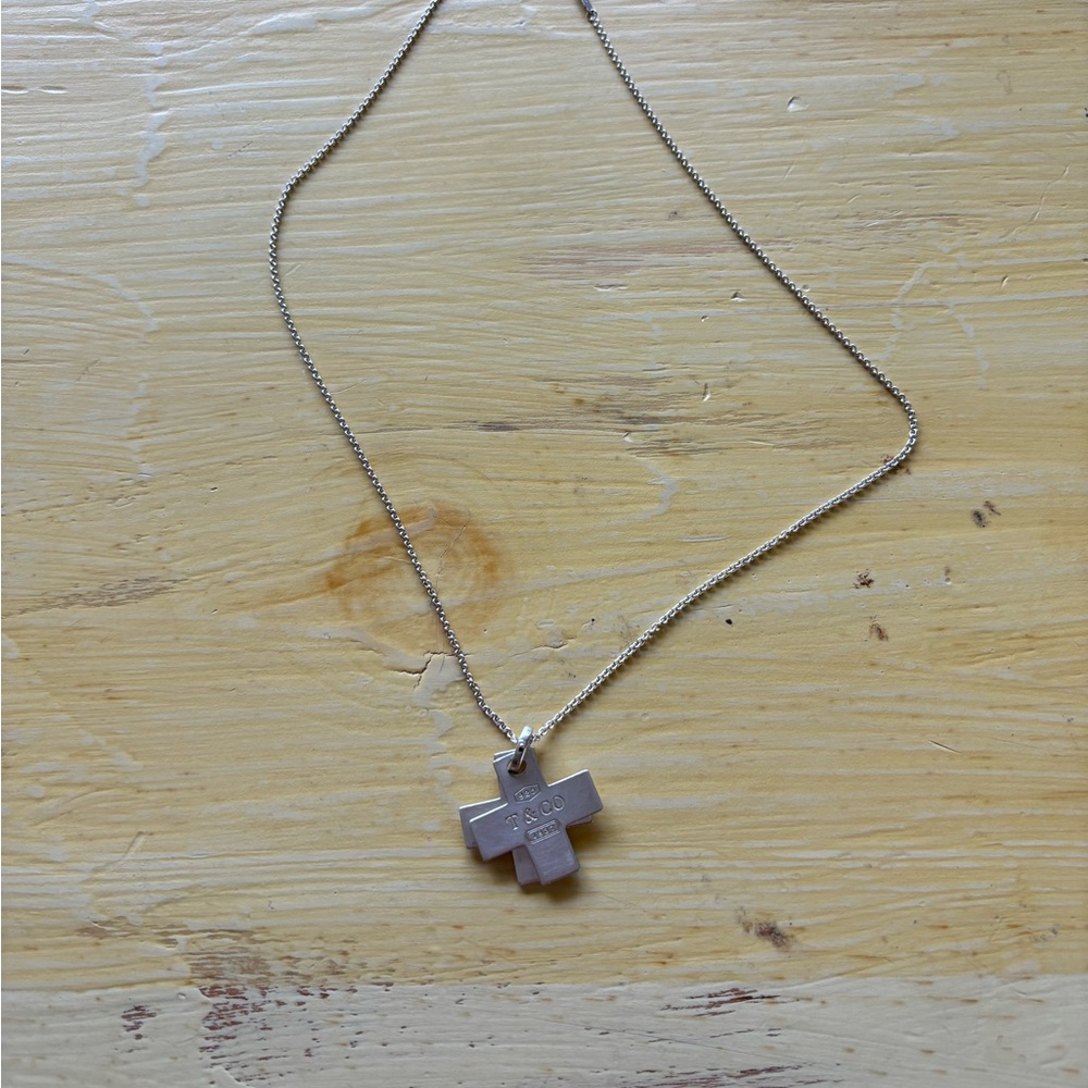 Authentic Tiffany and Co 1837 double cross necklace.